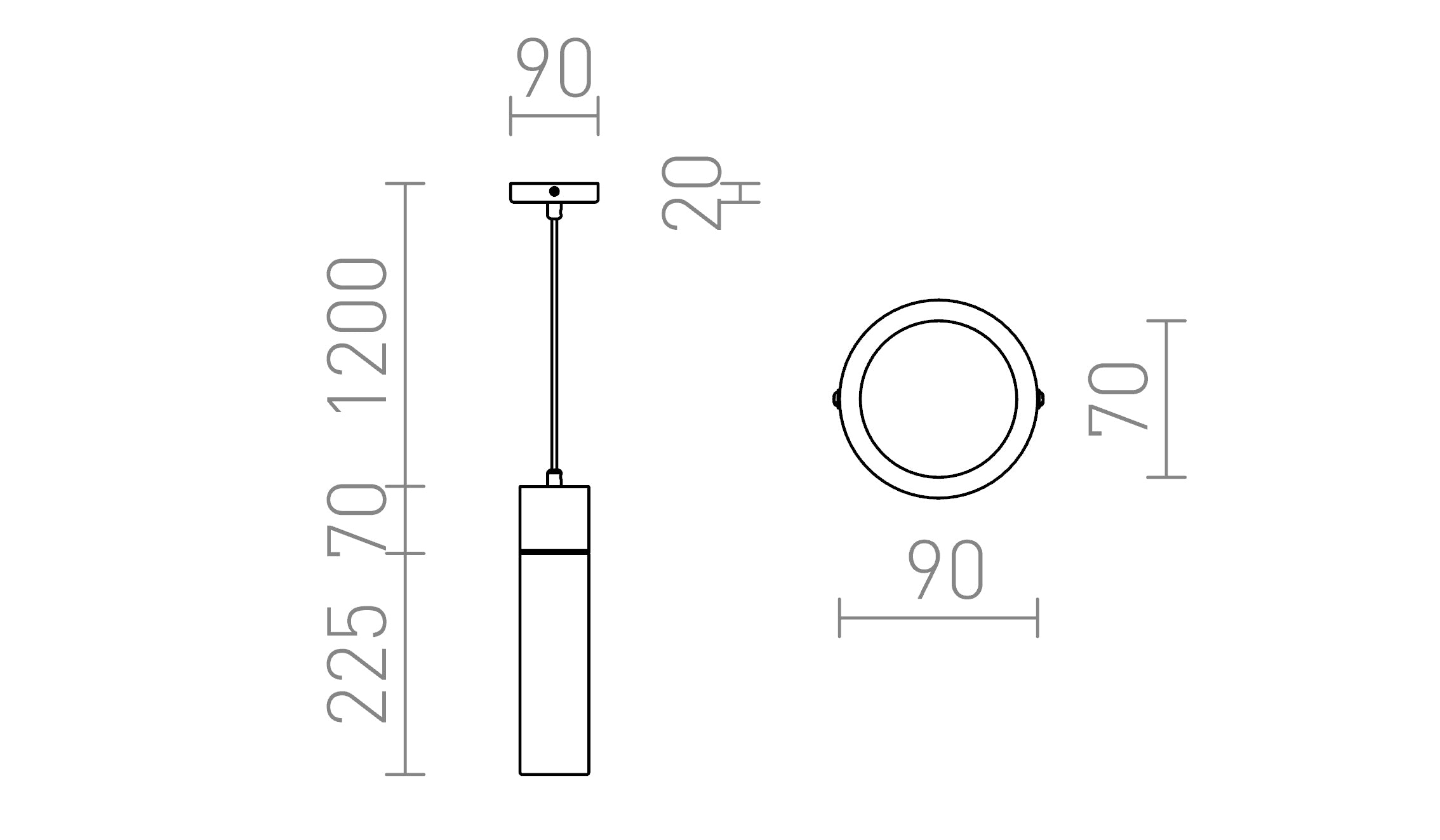 EIGHT pendel lampa - Product sketch