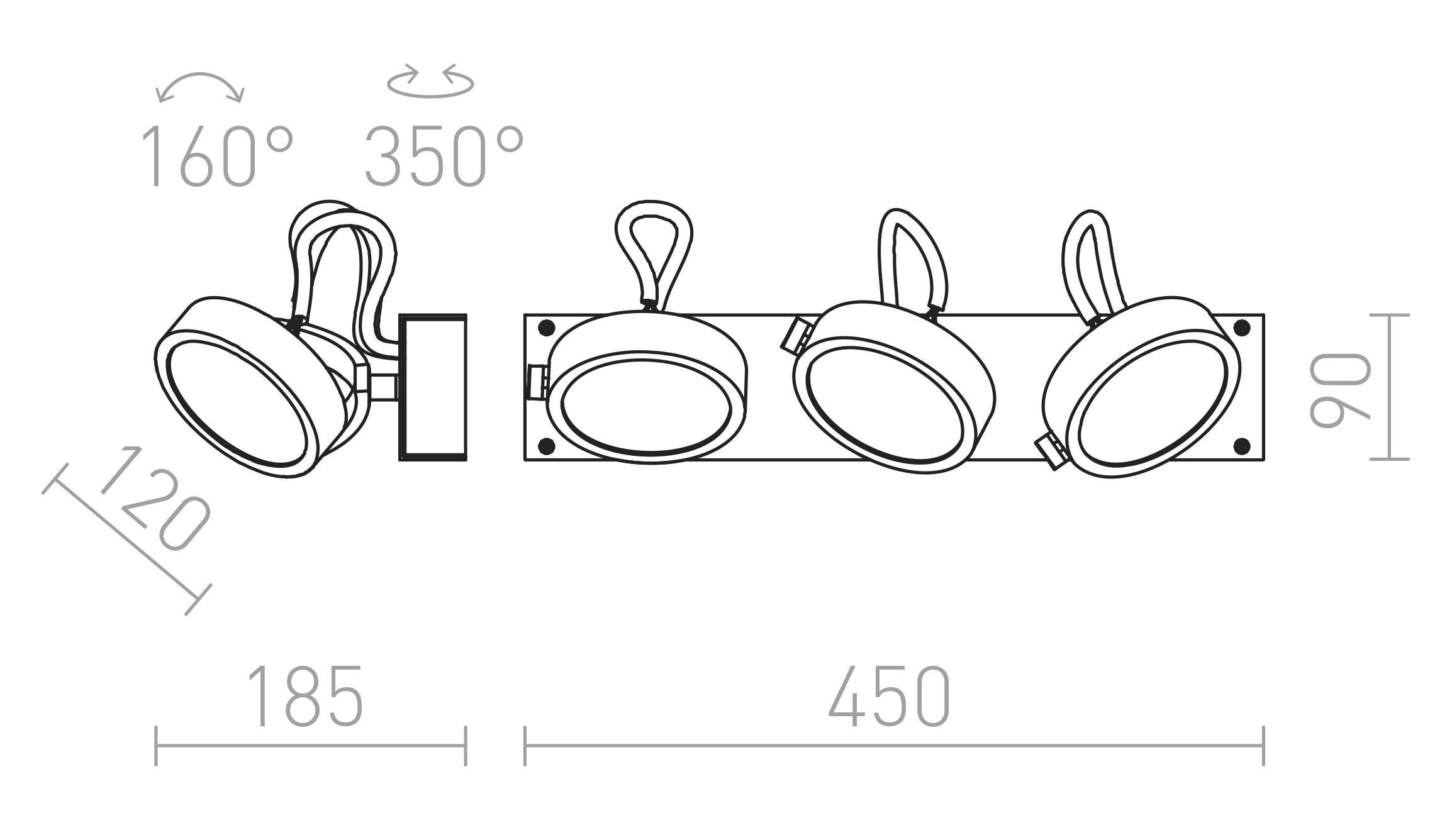KELLY III vägg lampa - Product sketch