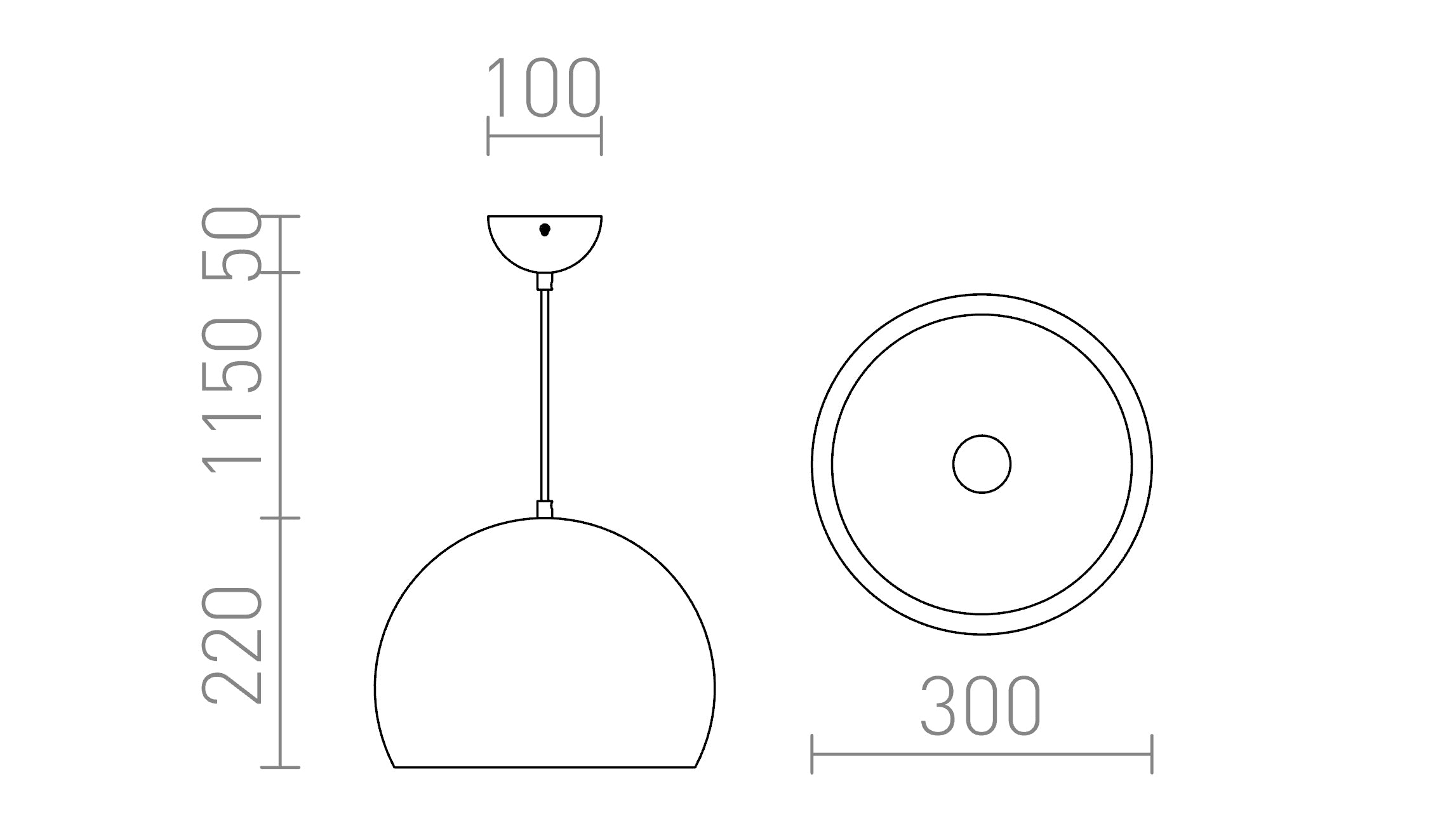 ASTON 30 pendel lampa - Product sketch