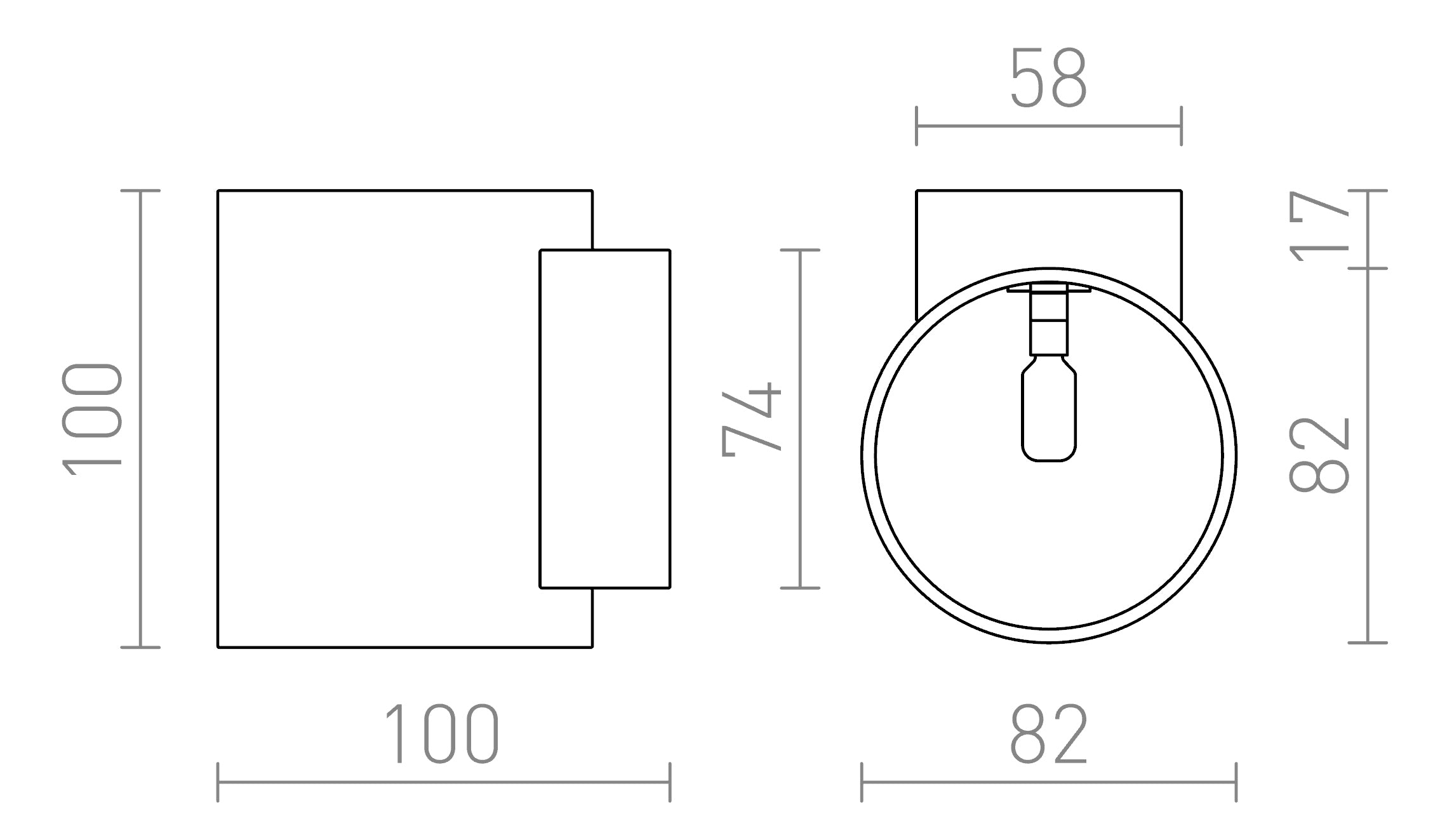 TUBA W murale lampe - Product sketch