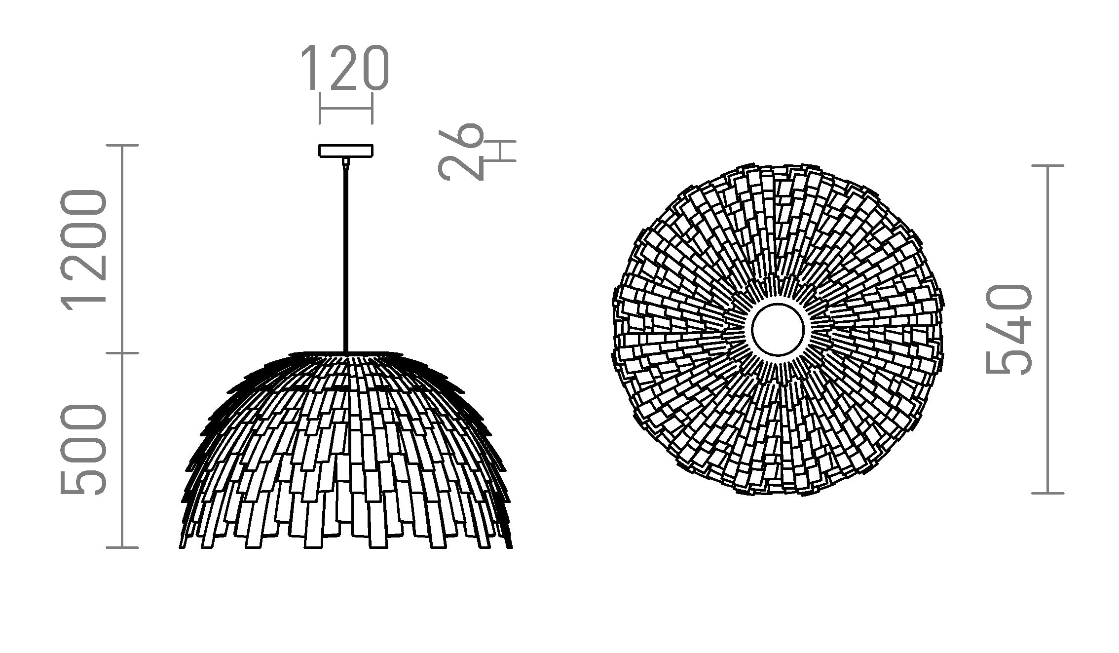 RARA suspenso lâmpada - Product sketch