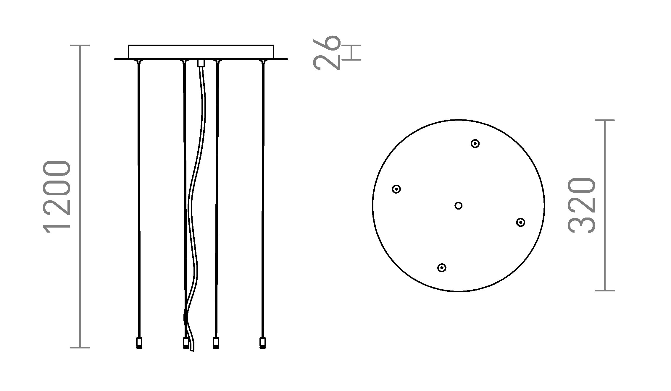 MEZZO 80 zestaw wiszący lampa - Product sketch