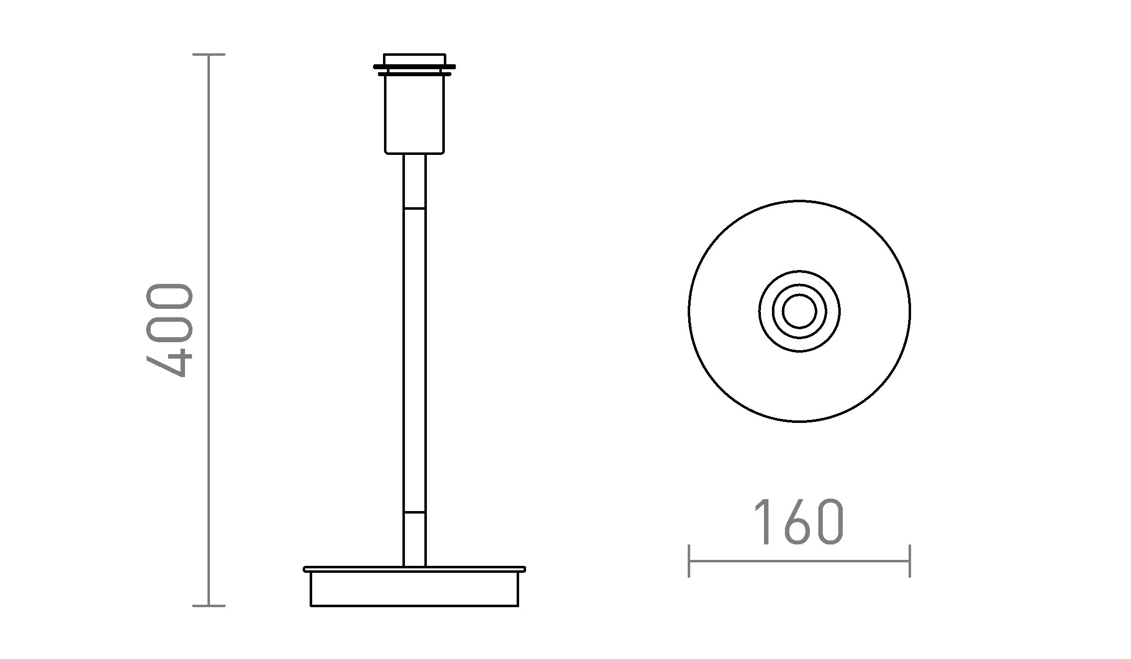 KEITH tafelbasis met USB - Product sketch