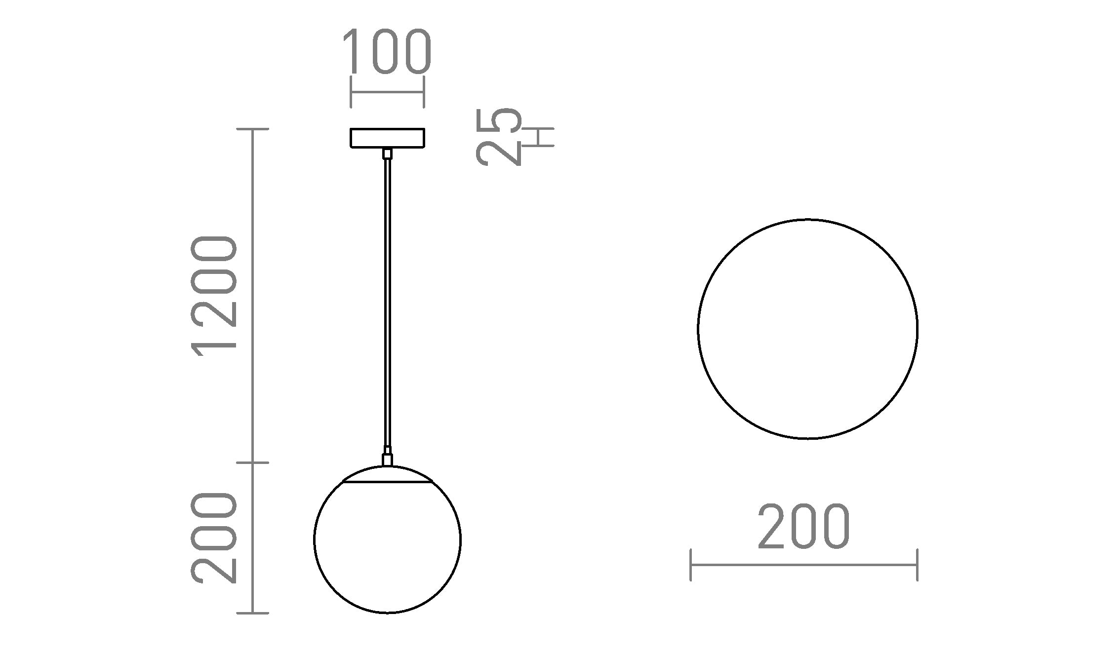 LUNA 20 viseća lampa - Product sketch