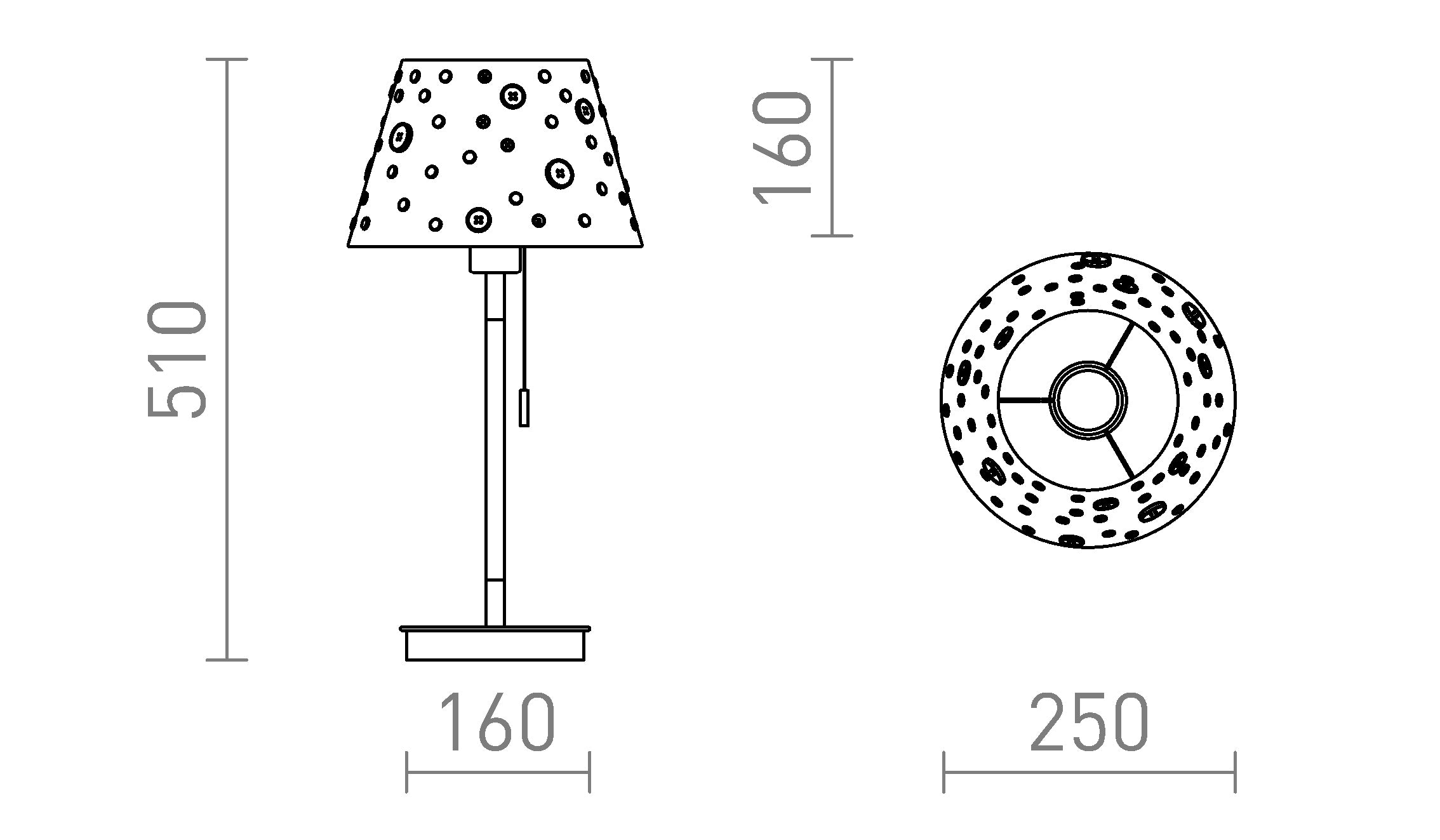 KEITH/DELISA tafellamp met USB - Product sketch