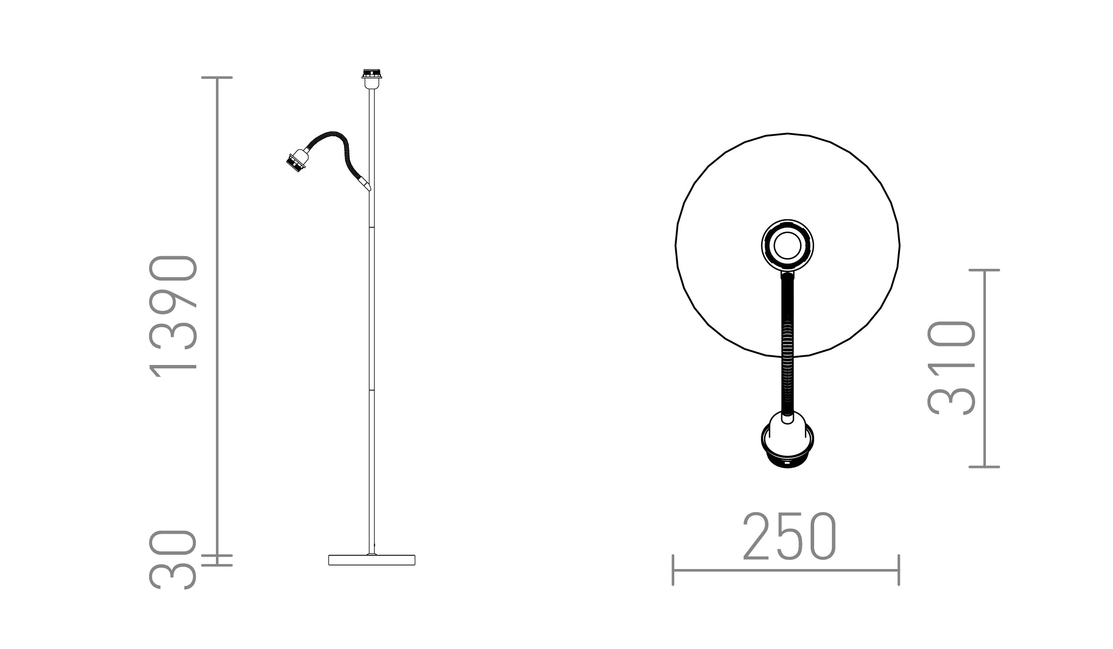 PAMPA golvlampsbas - Product sketch