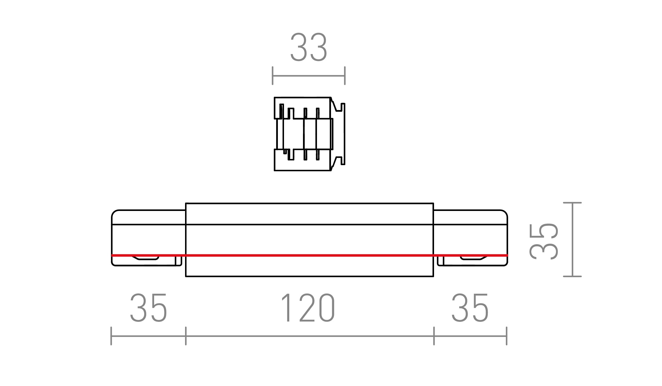 EUTRAC LANGE KOPPELSTUK MET STROOMVOORZIENING - Product sketch