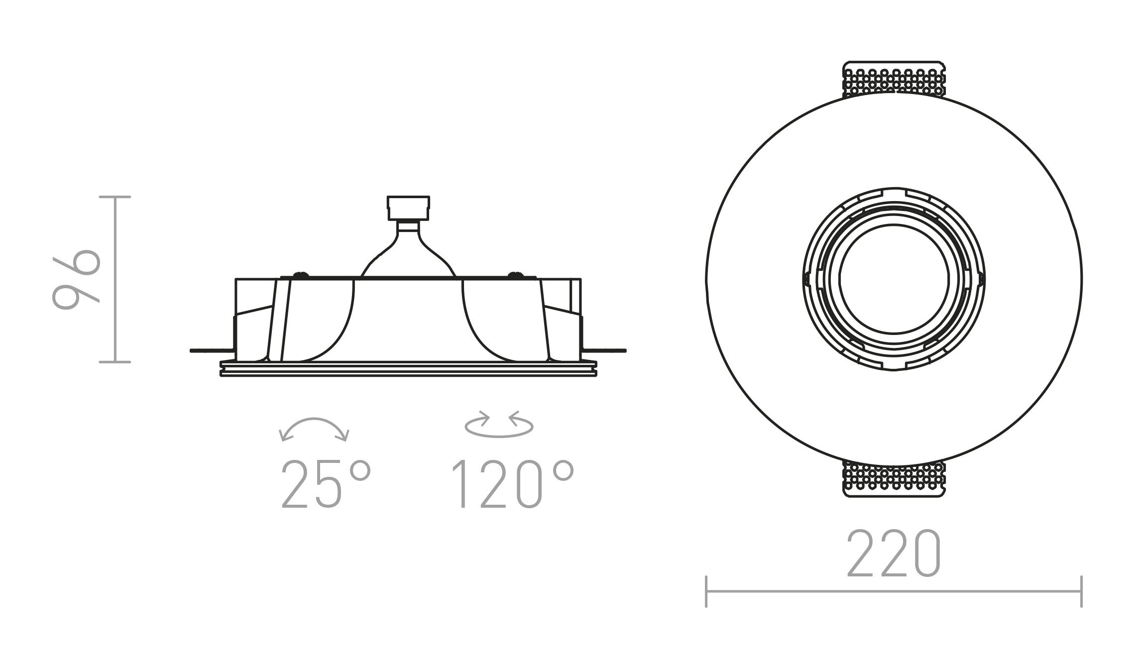 DINGO R verstelbare verzonken plafondlamp lamp - Product sketch