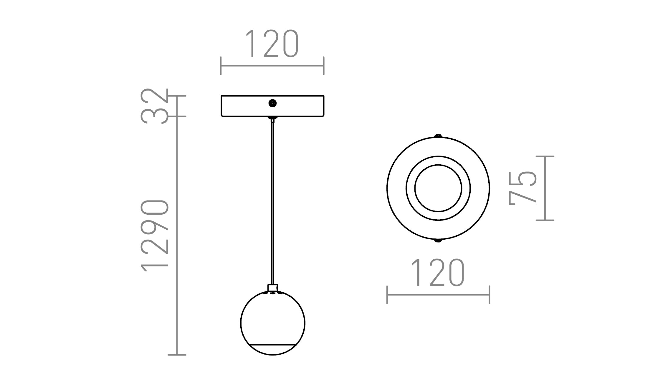 GLOSSY HANGLAMP - Product sketch