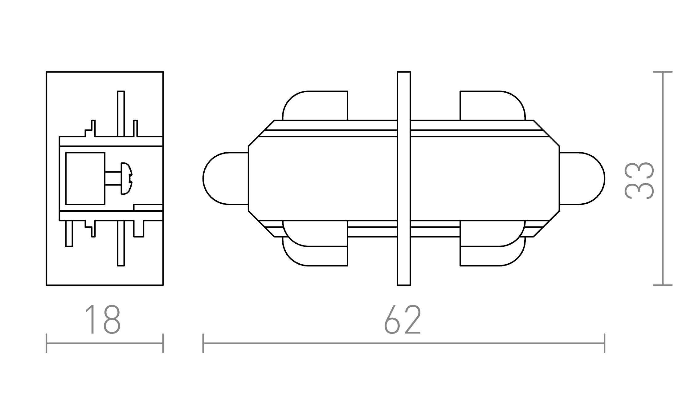 DIRECTE KOPPELSTUK VOOR 1F. STROOMRAIL - Product sketch