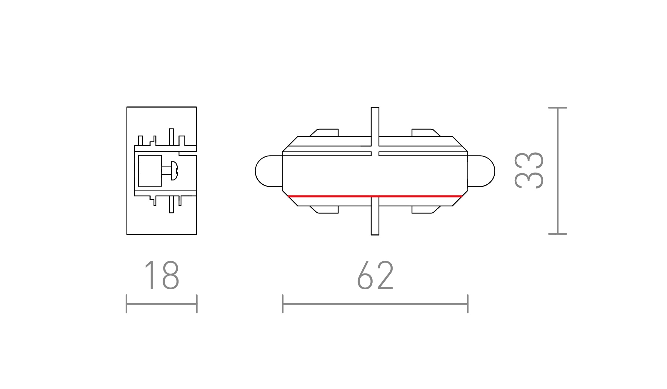 DIRECTE KOPPELSTUK VOOR 1F. STROOMRAIL - Product sketch