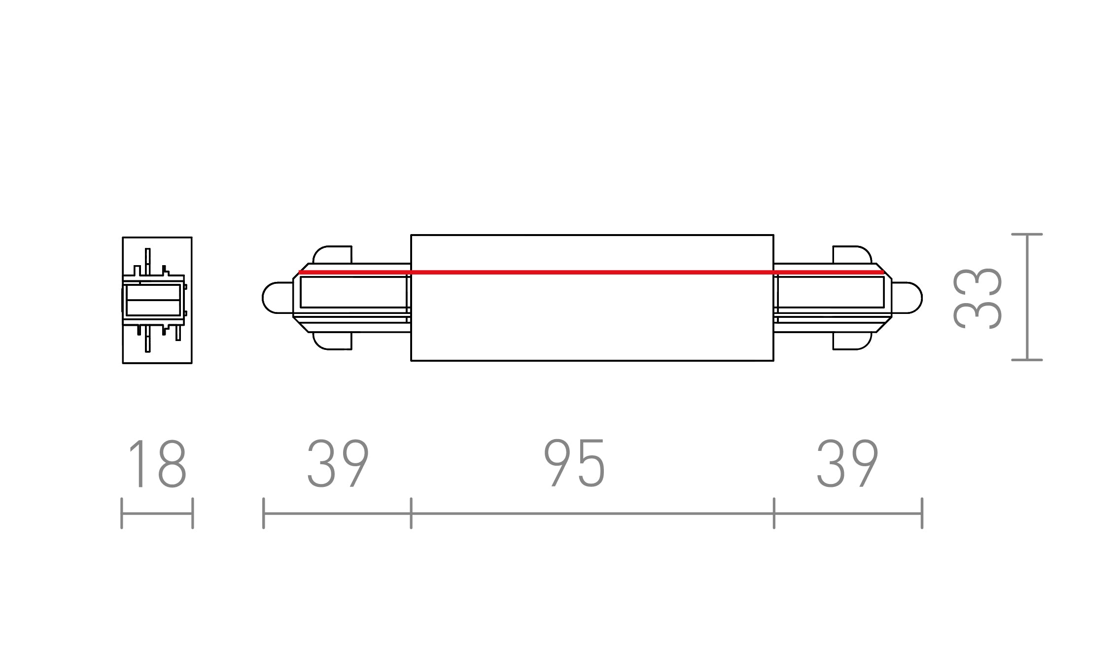 DIRECTE KOPPELSTUK MET VOEDING VOOR 1F. STROOMRAIL - Product sketch