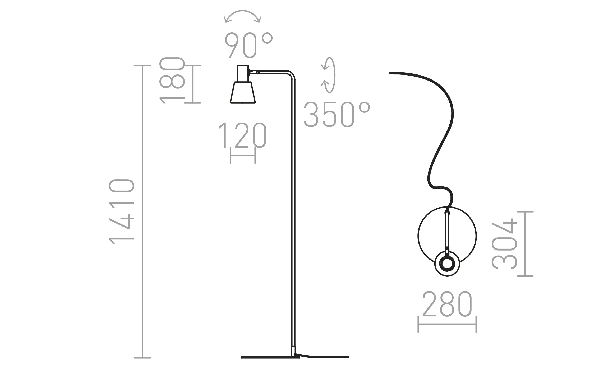 ICAR STAANDE LAMP - Product sketch