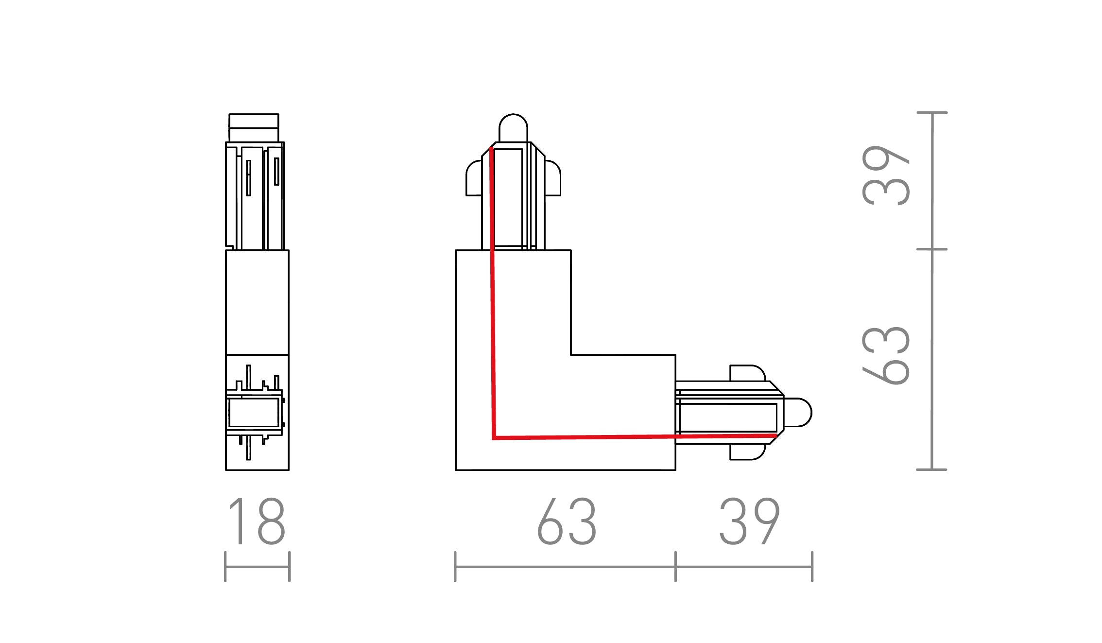 L KOPPELSTUK VOOR 1F. STROOMRAIL (IN) - Product sketch