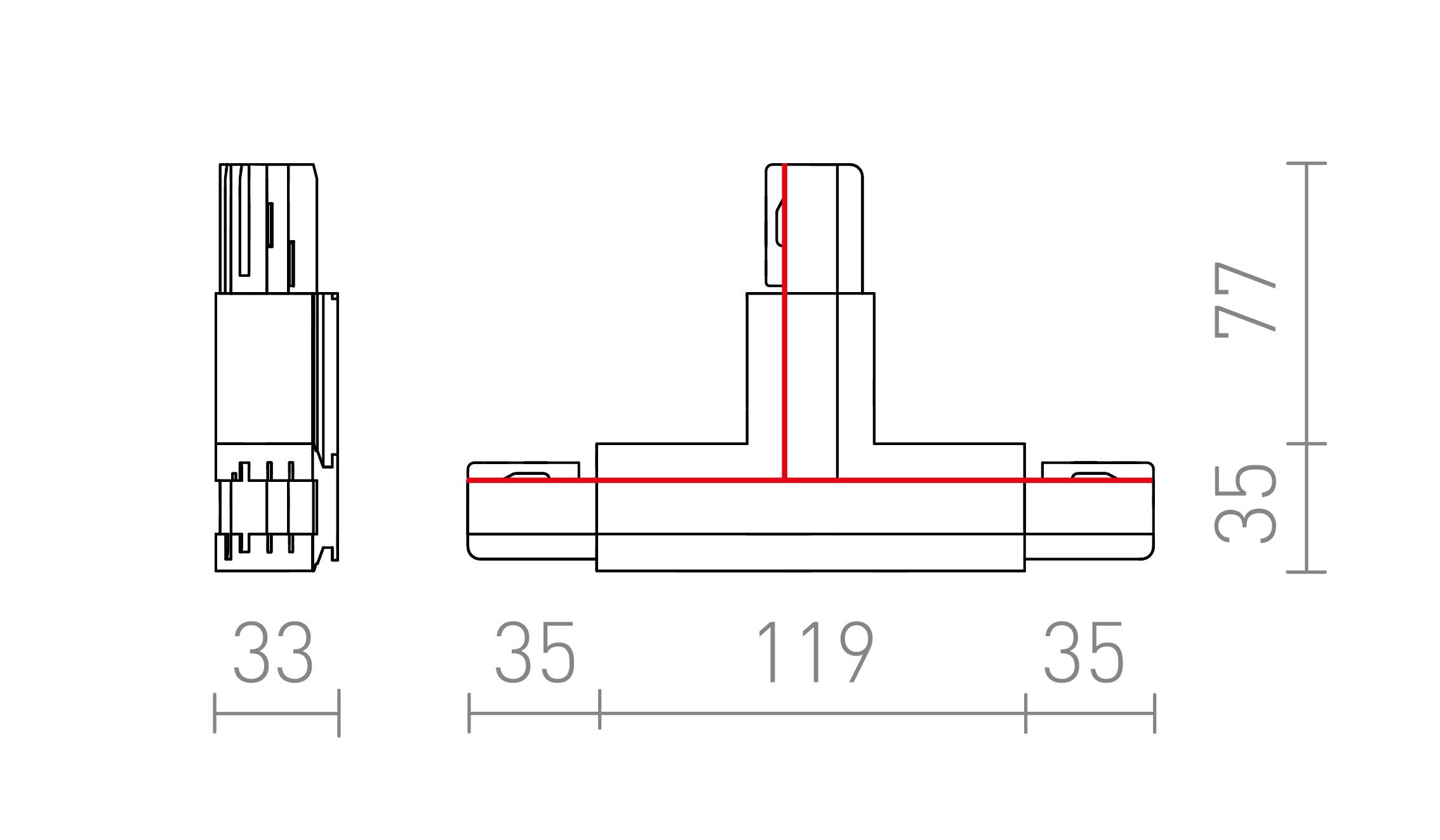 EUTRAC T KOPPELSTUK RECHTS - Product sketch