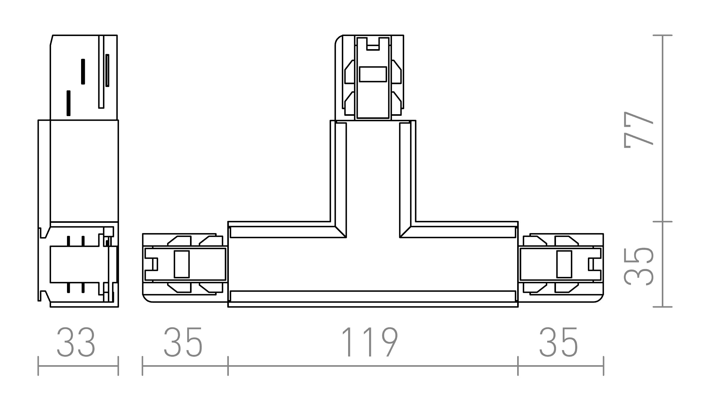 EUTRAC T KOPPELSTUK RECHTS - Product sketch