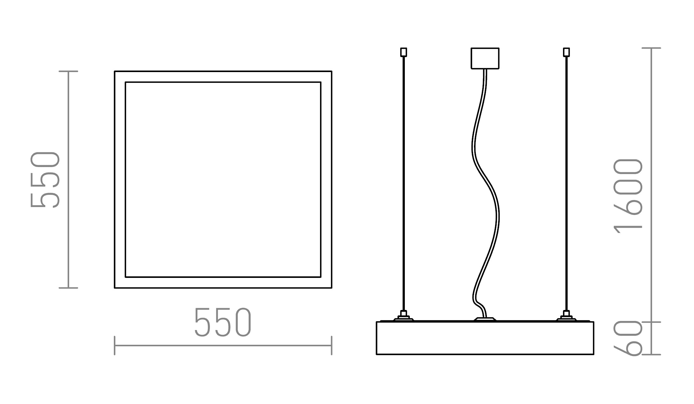 STRUCTURAL LED HANGLAMP 55X55 - Product sketch