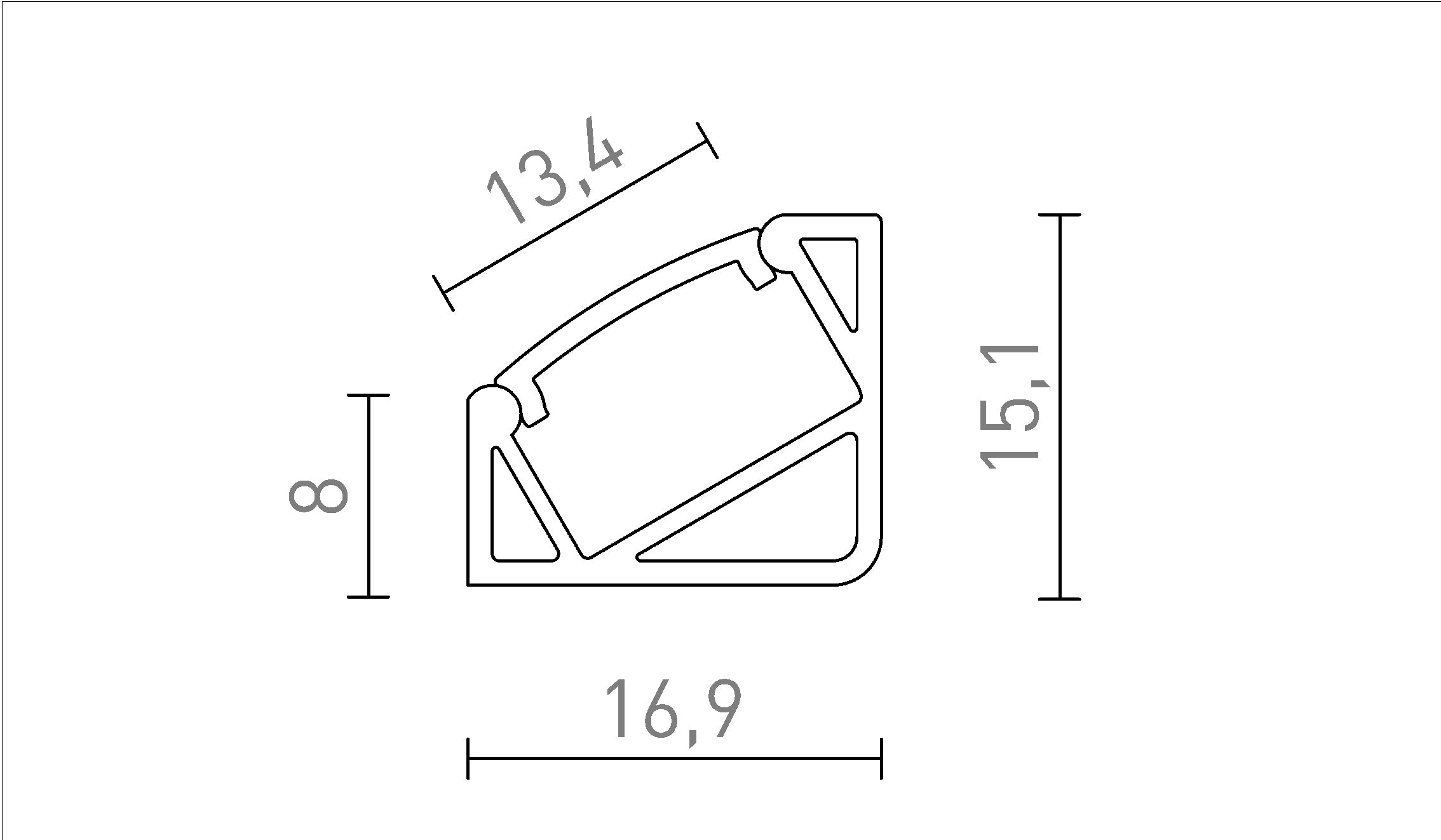 LED OPBOUWPROFIEL I 30/60 - Product sketch