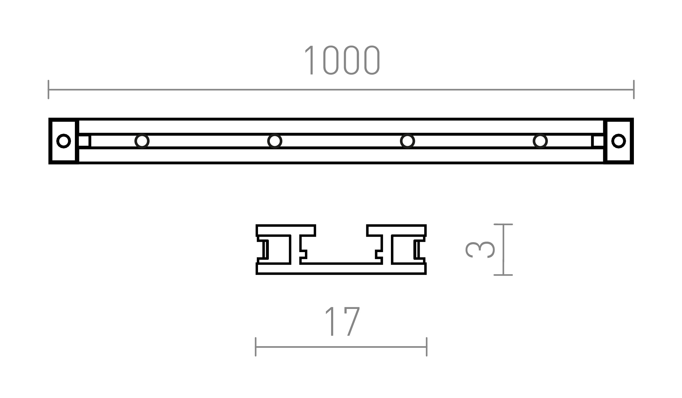 VEGA STROOMRAIL 1M - Product sketch
